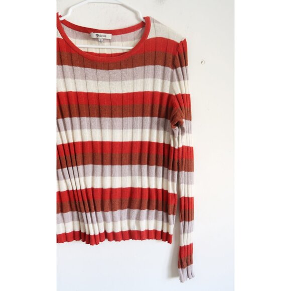 Madewell Striped Ribbed Long Sleeve Shirt -Size Large - Picture 2 of 8